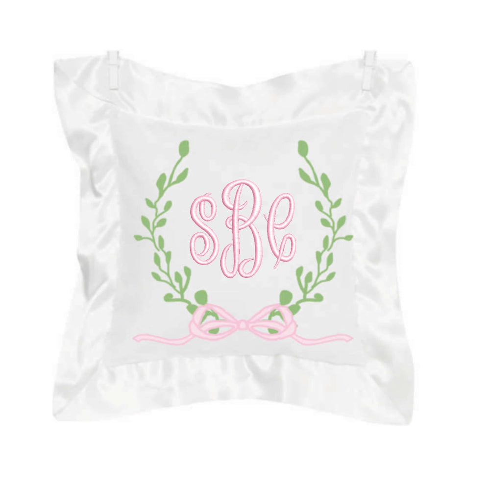 White & Pink Satin Pillow