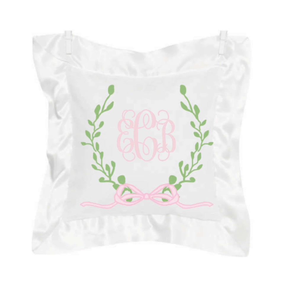 White & Pink Satin Pillow