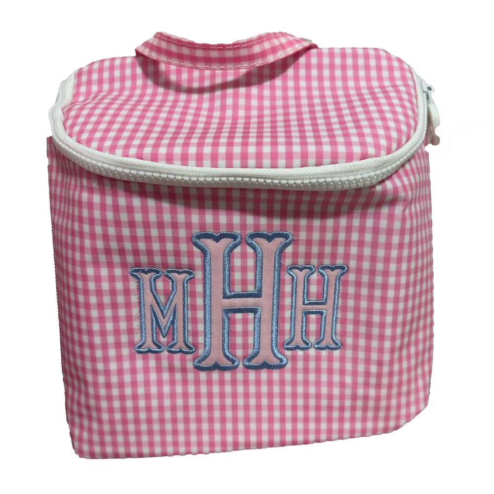 Pink Gingham Applique Lunchbox