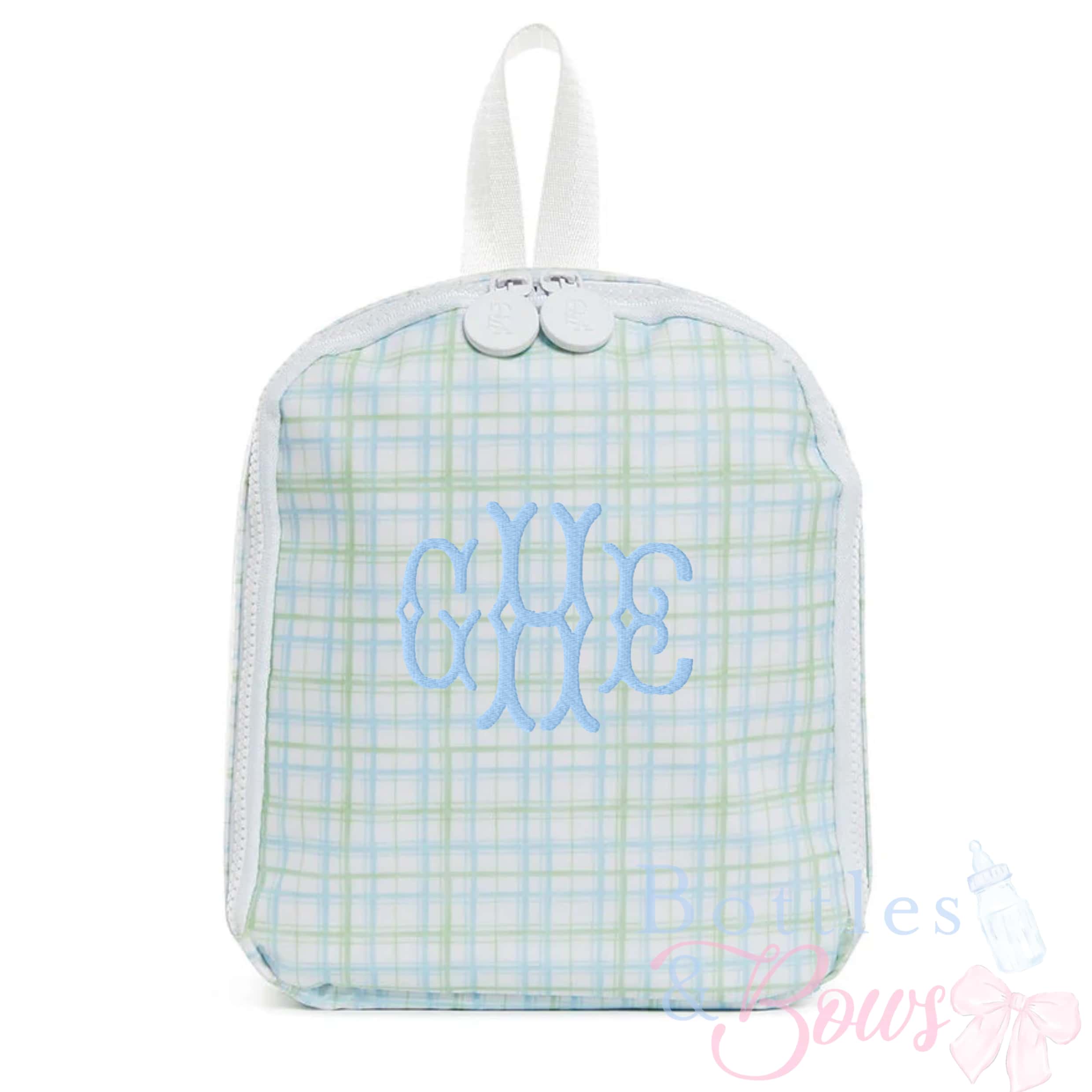 Green & Plaid Embroidered Lunchbox