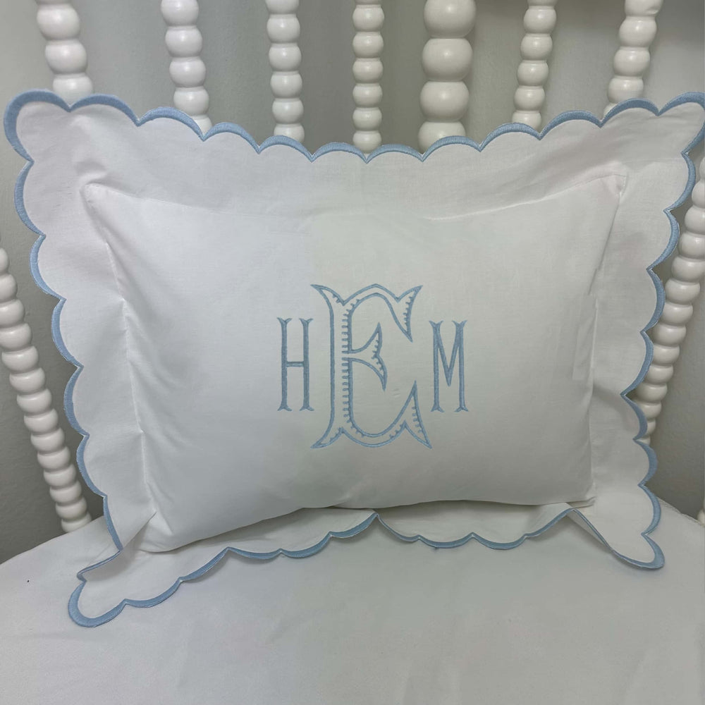 Blue Nursery Pillow with Monogram