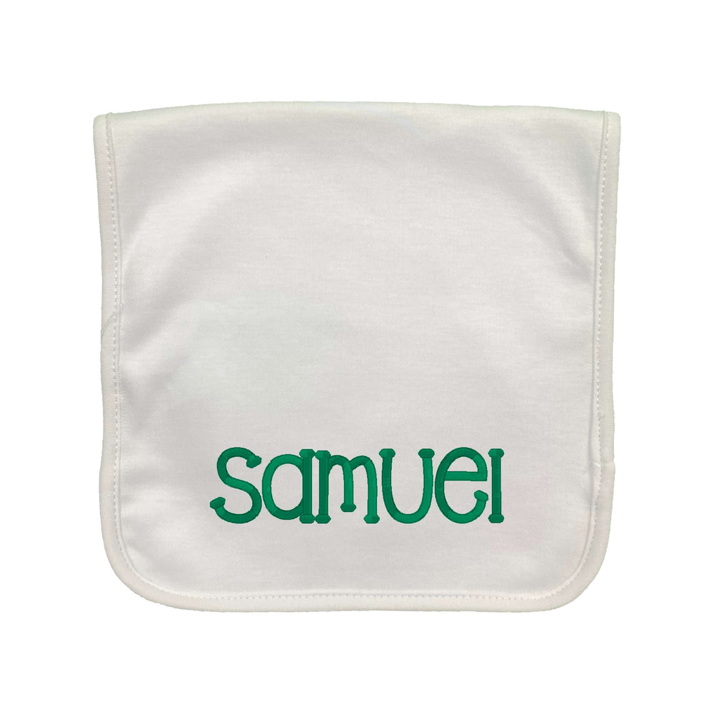 Sam Font Embroidered Burp Cloth