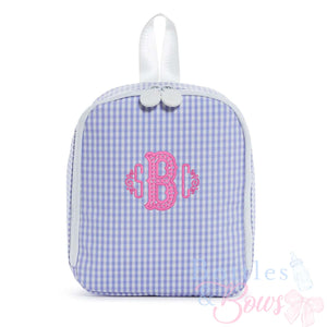 Lilac Gingham Embroidered Lunchbox