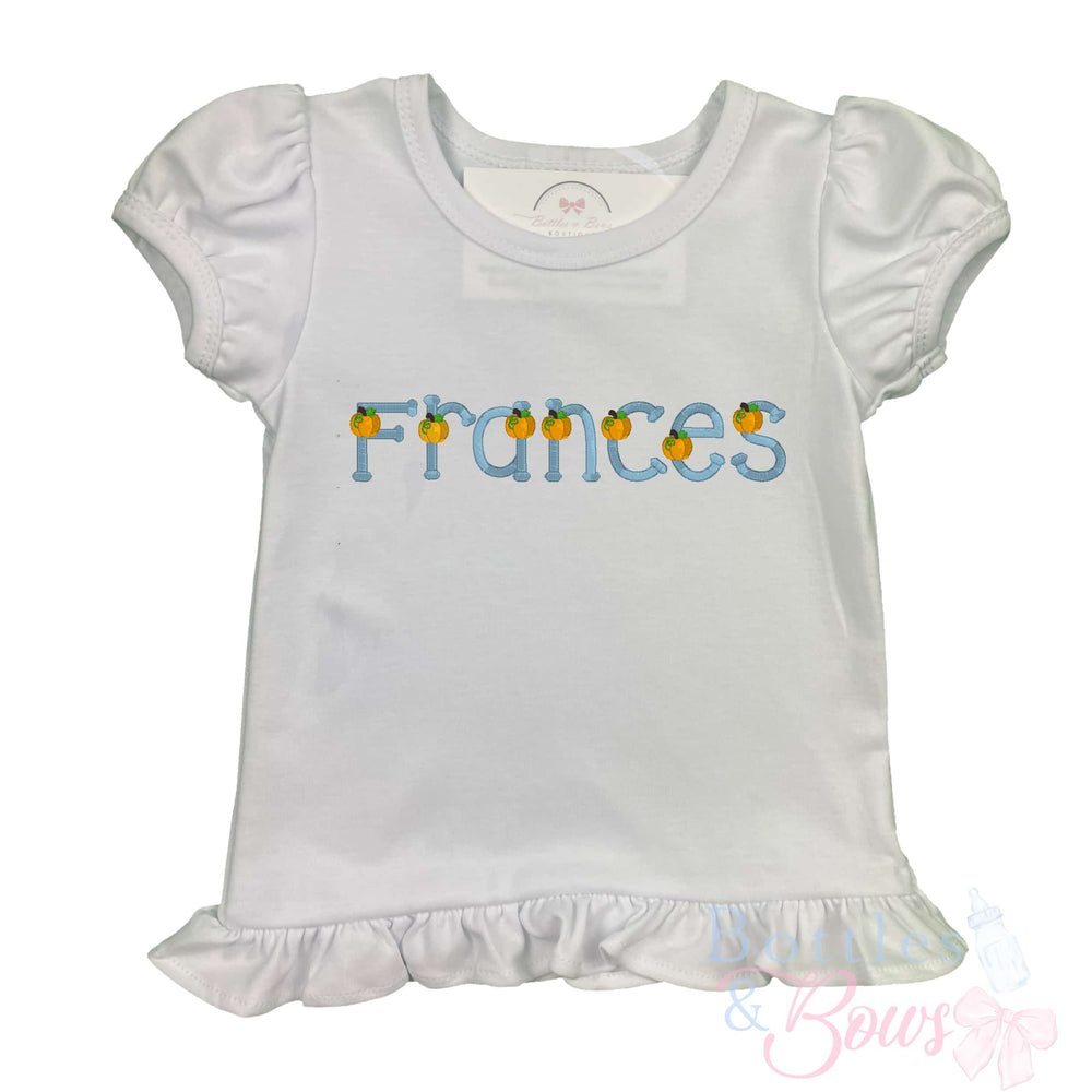 Pumpkin Name Embroidered Shirt