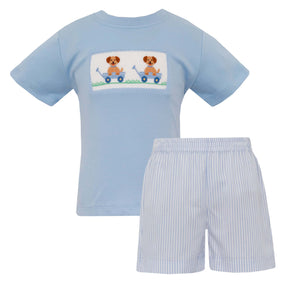 Puppy Smocked Short Set