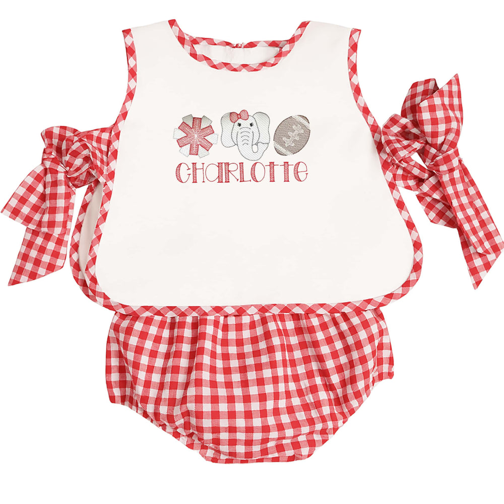 Red Gingham Football Bloomer Set