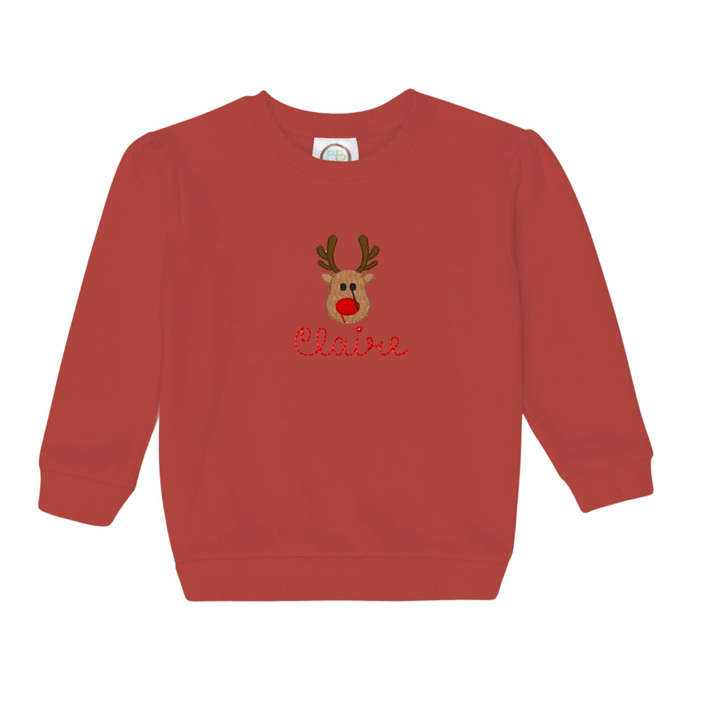 Girls Red Embroidered Sweatshirt