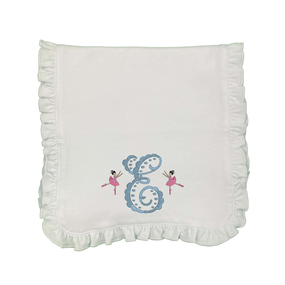 Ballet Initial Embroidered Burp Cloth