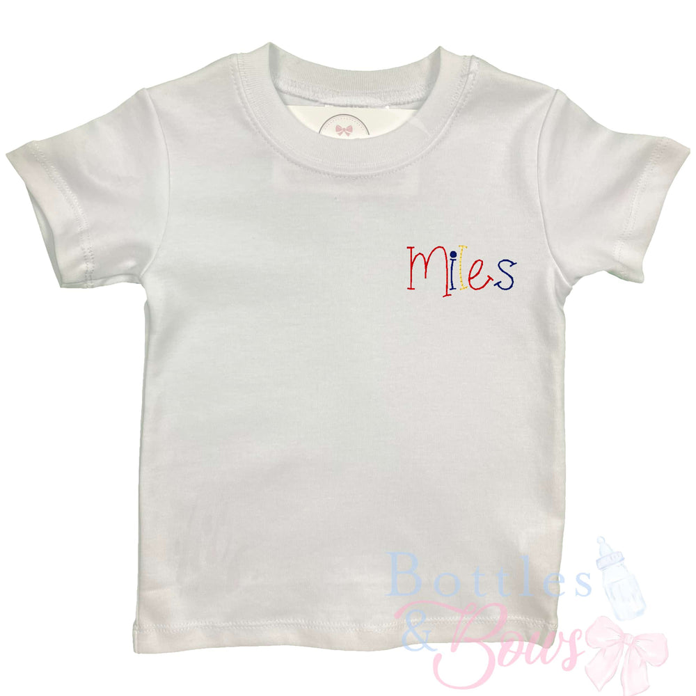 Red,Yellow,& Blue Name Embroidered Shirt