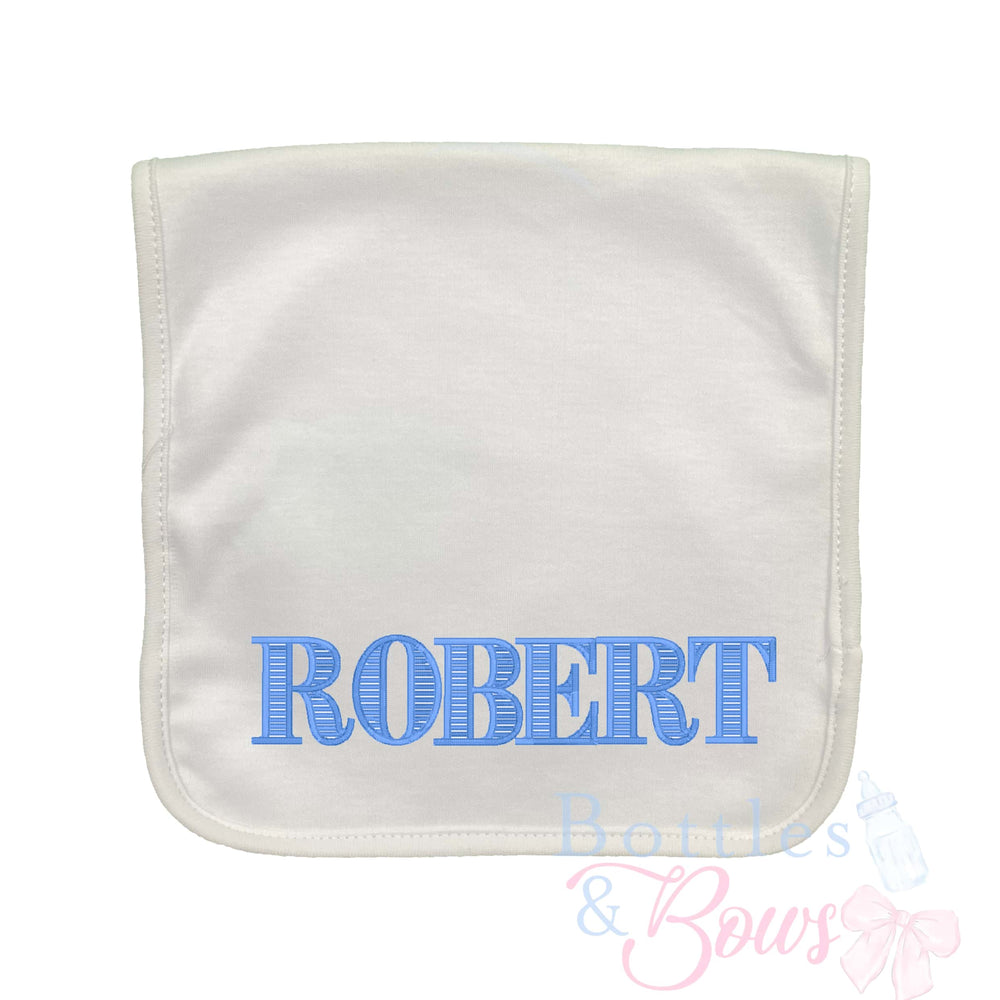 Stripe Name Embroidered Burp Cloth