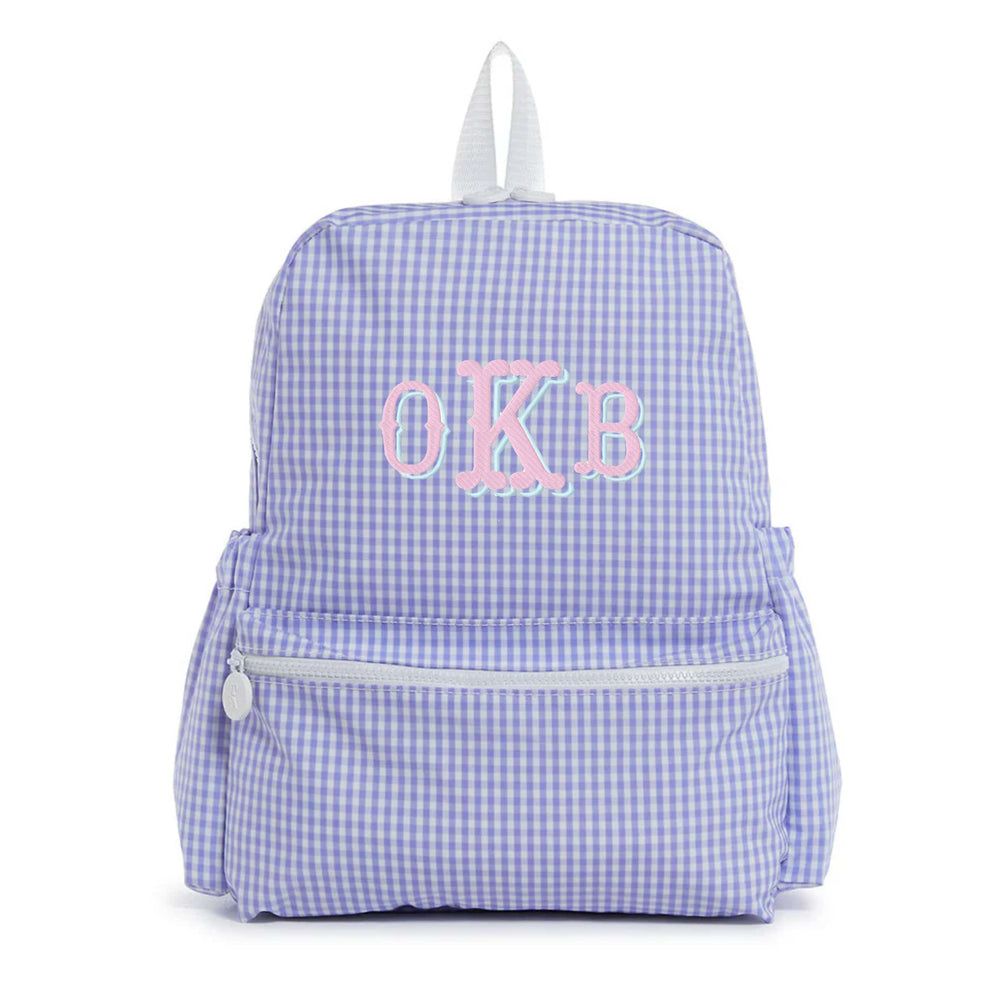 Lilac Gingham Embroidered Backpack