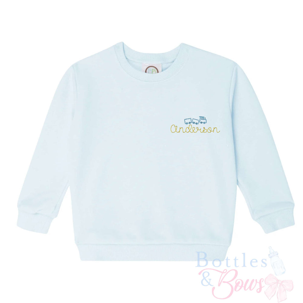 Light Blue Embroidered Sweatshirt
