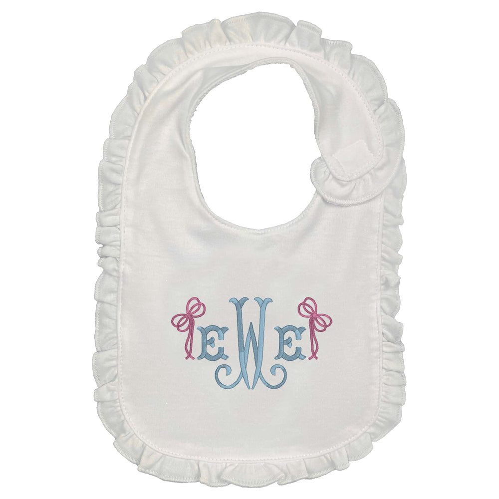 Initials & Side Bows Embroidered Bib