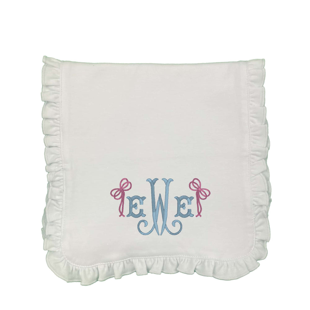 Initials & Side Bows Embroidered Burp Cloth