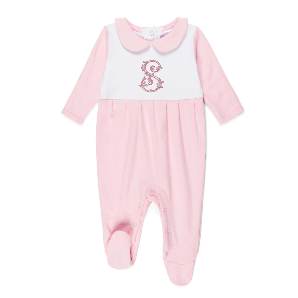 Vine Initial Embroidered Footie