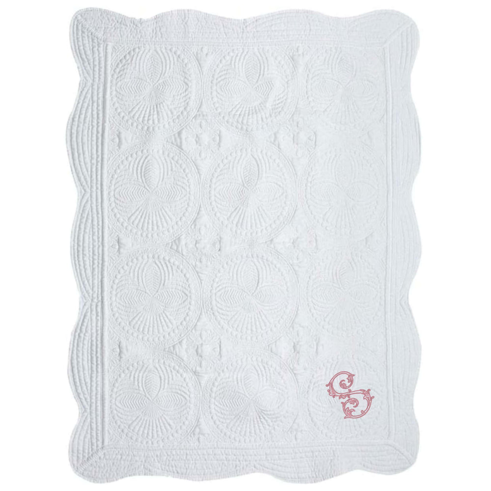 Vine Initial Embroidered Quilt