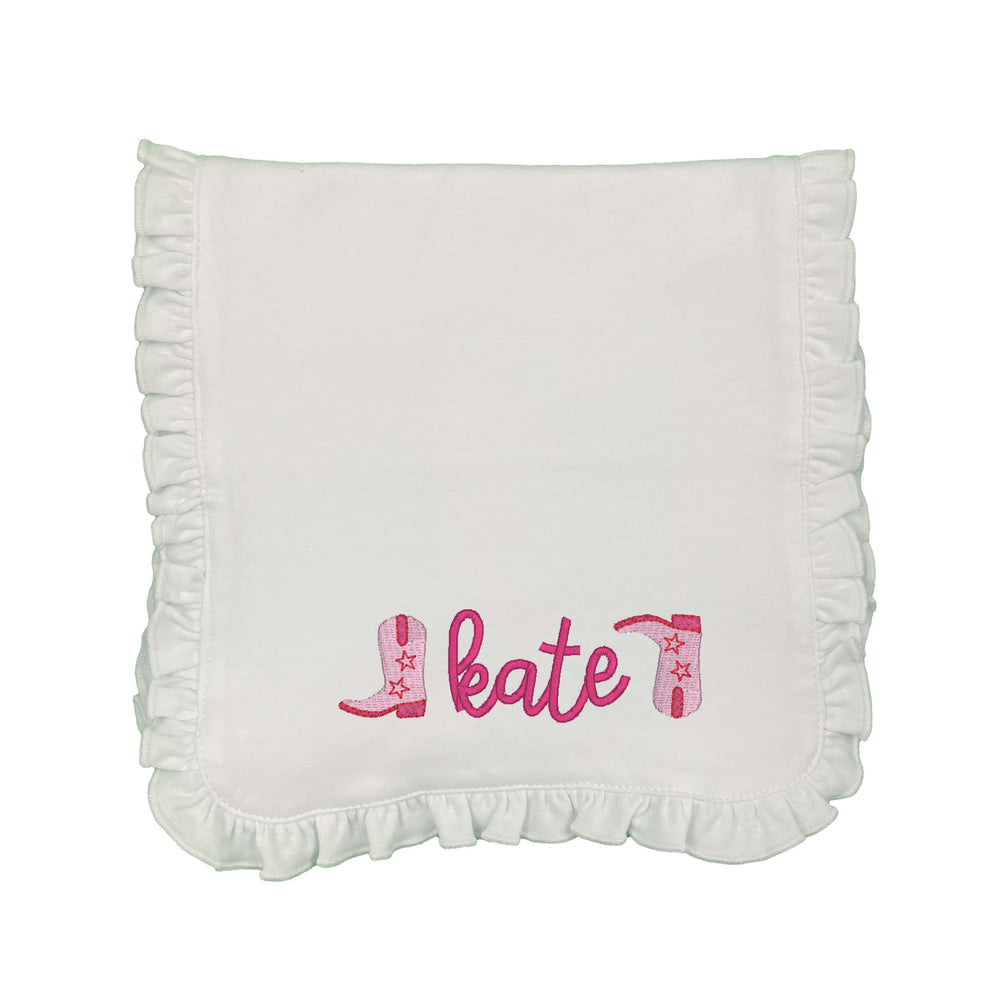 Cowgirl Boots Embroidered Burp Cloth