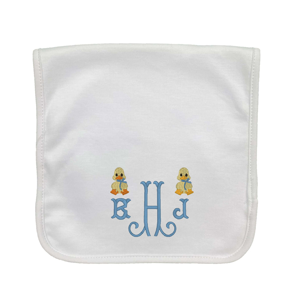 Mini Ducks Embroidered Burp Cloth