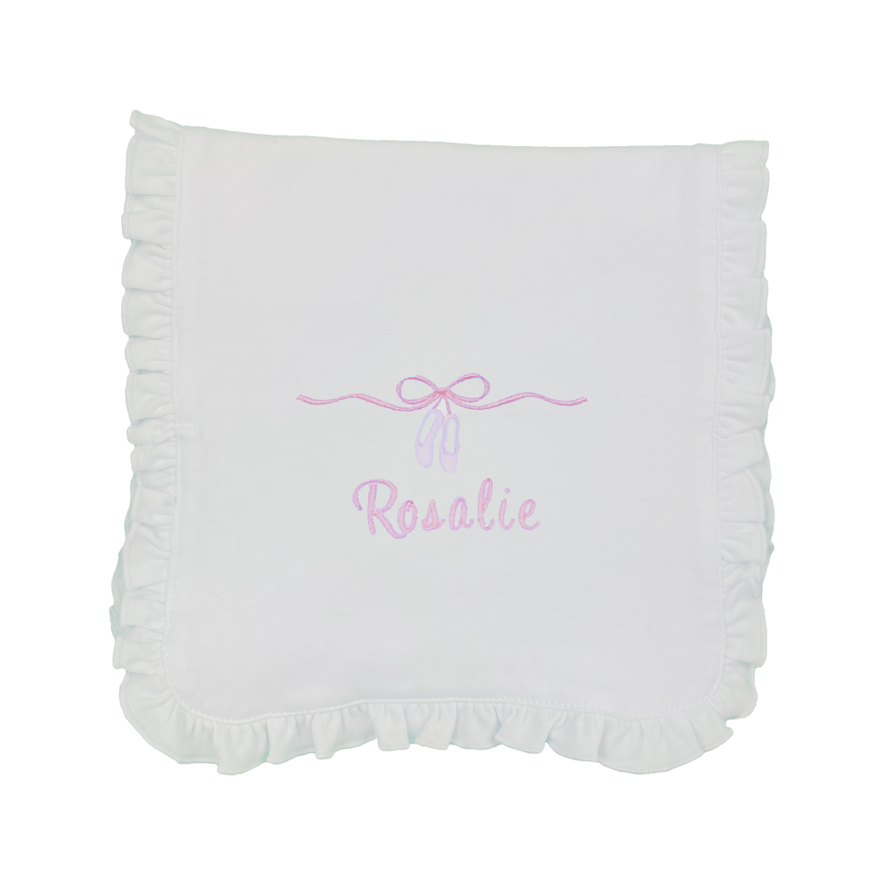 Embroidered Ballet Slipper Burp Cloth