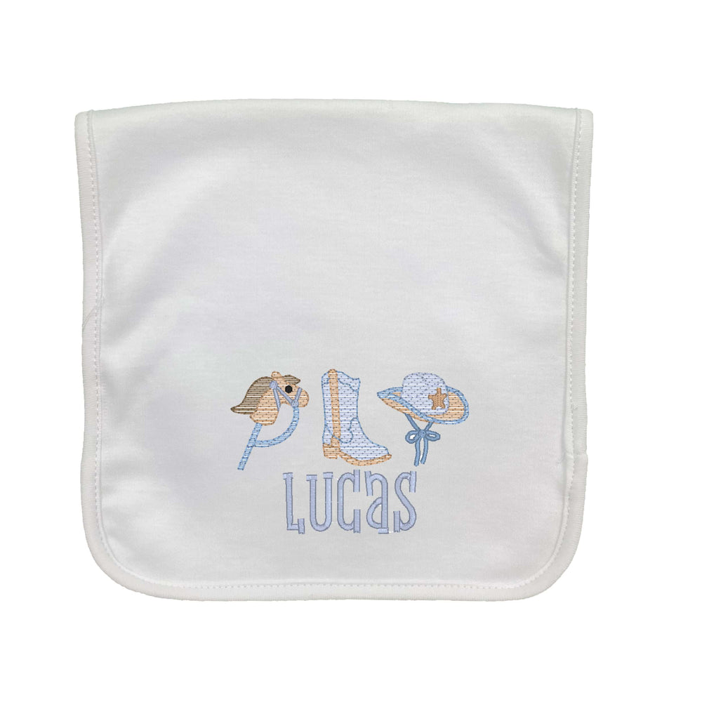 Cowboy Trio Embroidered Burp Cloth