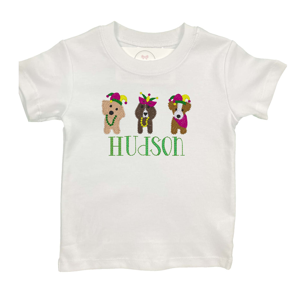 Mardi Gras Dog Embroidered Shirt