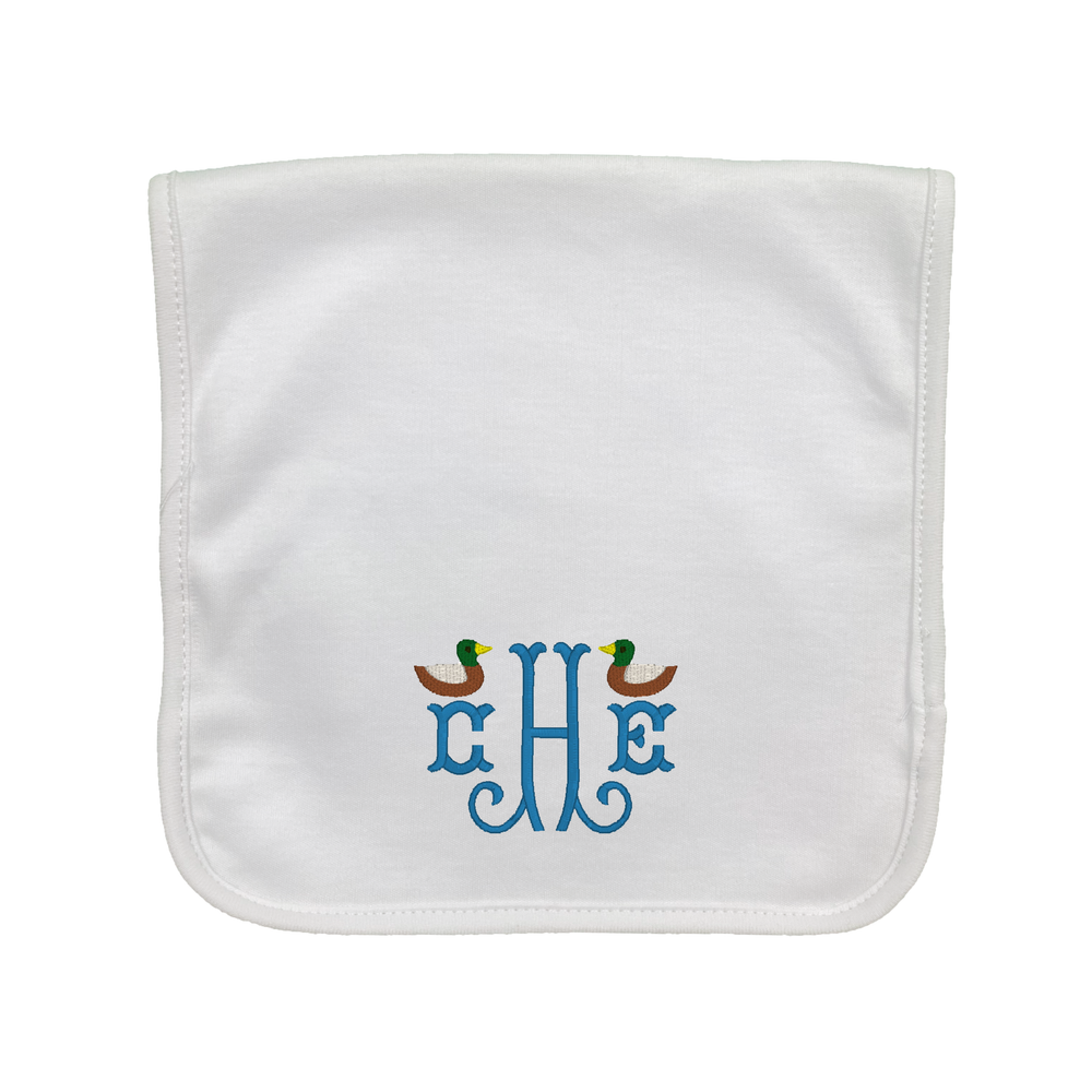 Mallards with Initials Burp Cloth