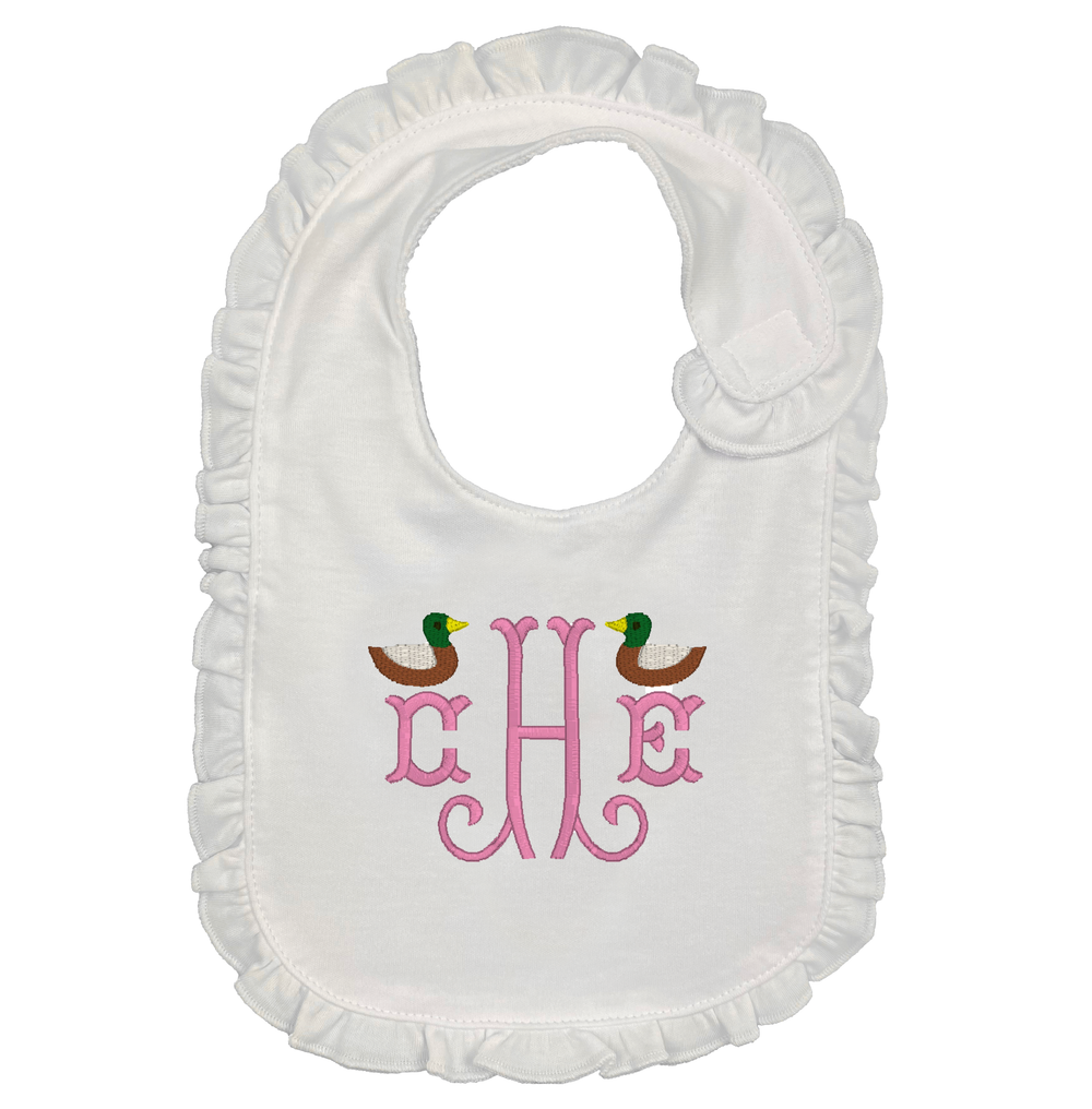 Mallards with Initials Bib - Pink