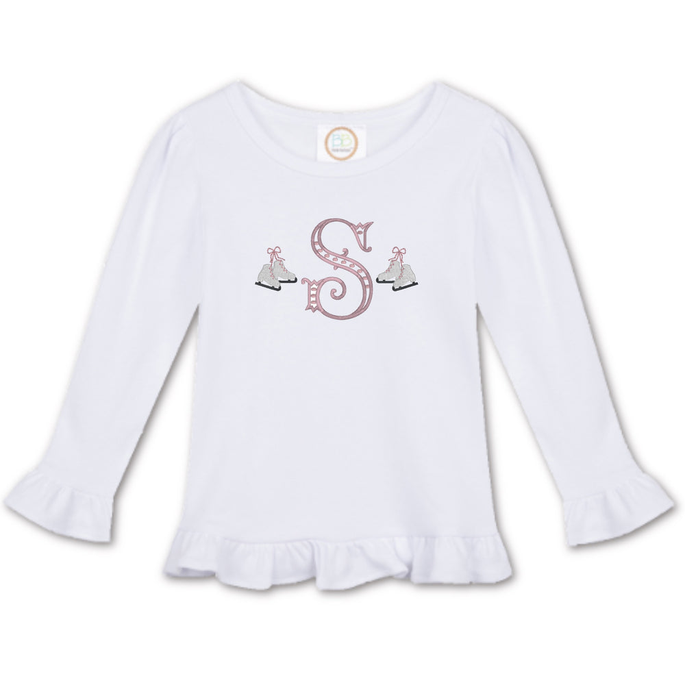 Embroidered Initial & Mini Ice Skates Shirt