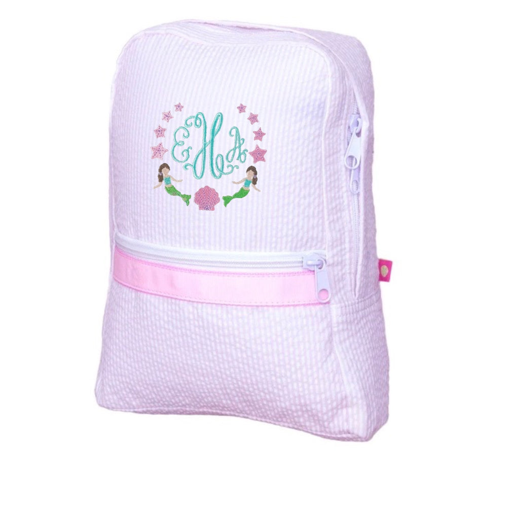 Pink Seersucker Backpack