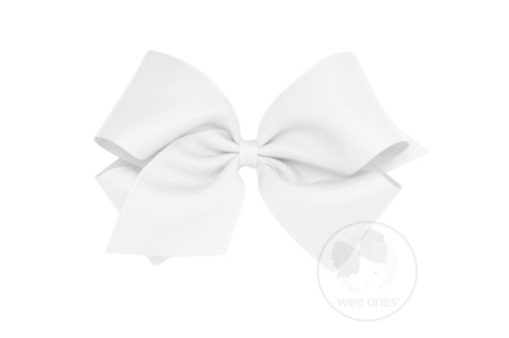 Mini King Grosgain Bow - White