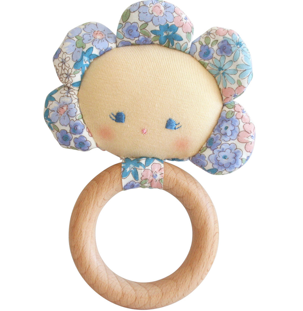 Flower Baby Teether Rattle - Liberty Blue