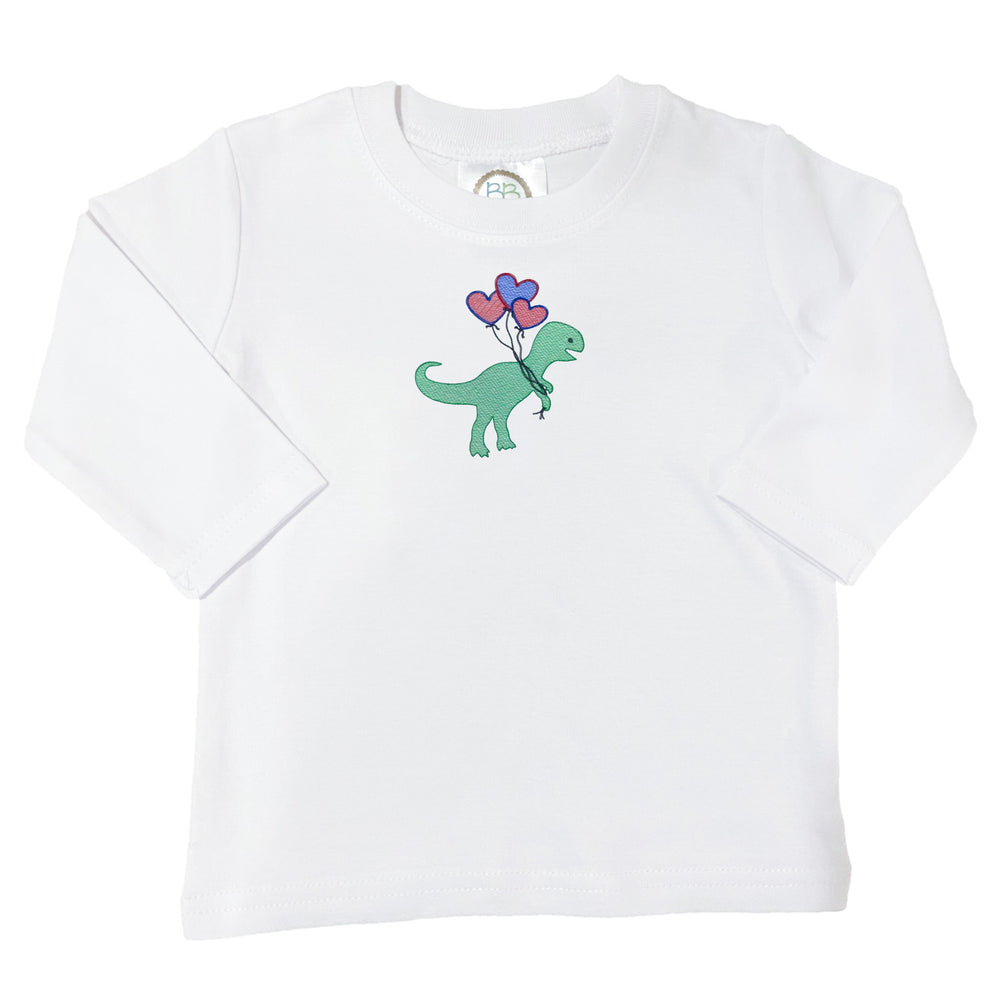 Embroidered Dinosaur with Hearts Shirt