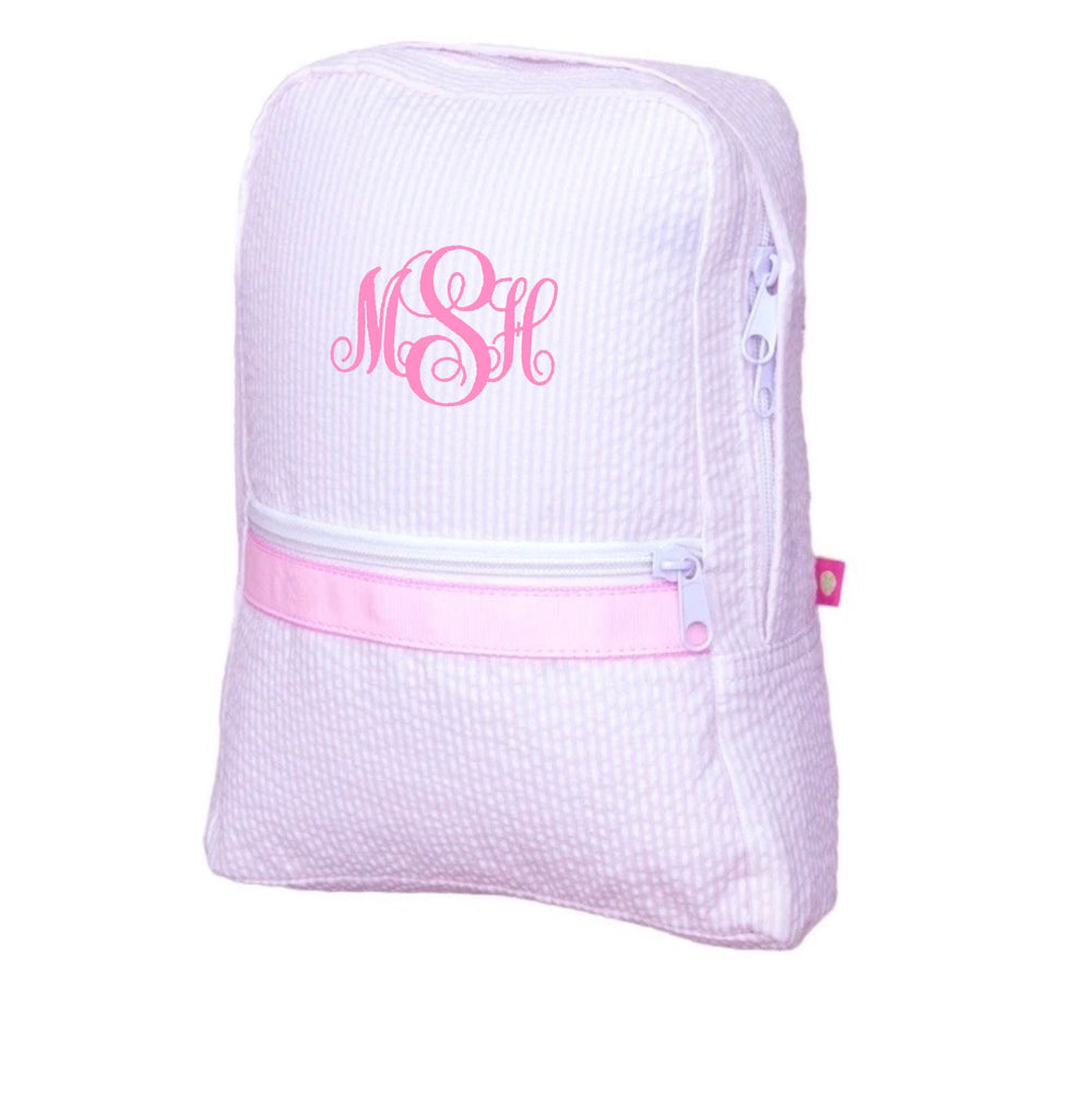 Pink Seersucker Backpack