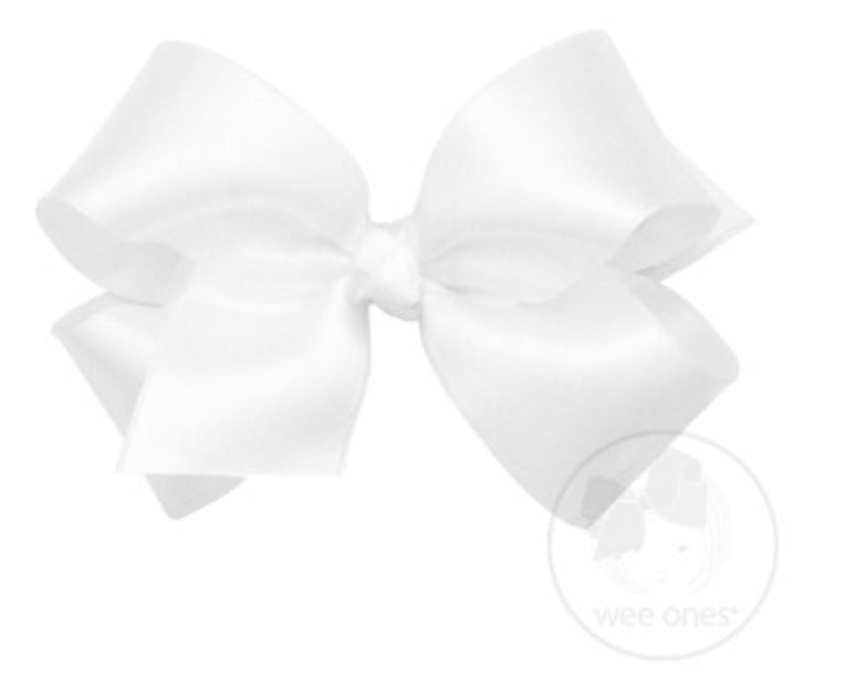 Medium Satin Bow - White