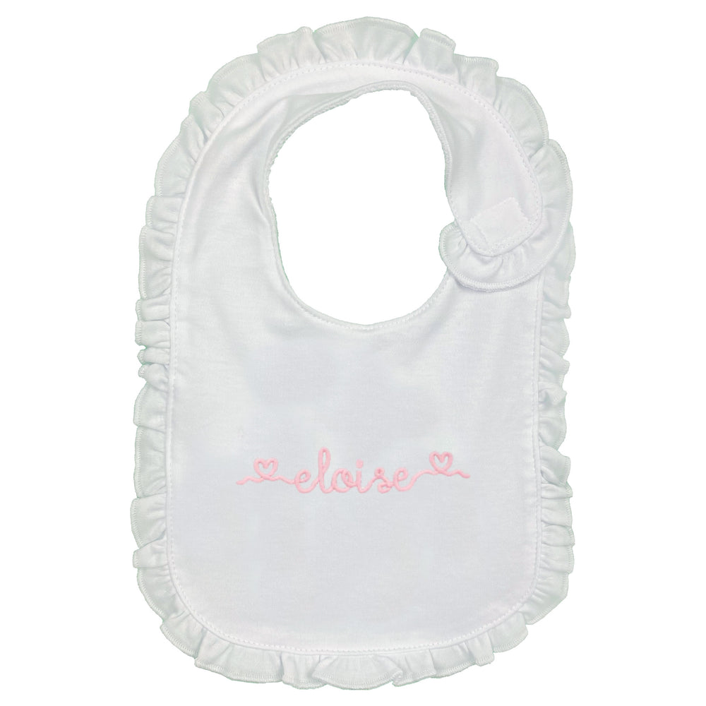 Custom Embroidered Bib with Hearts