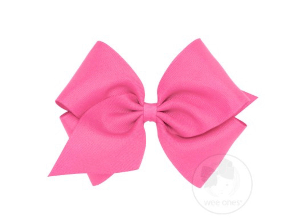 Mini King Grosgain Bow - Hot Pink