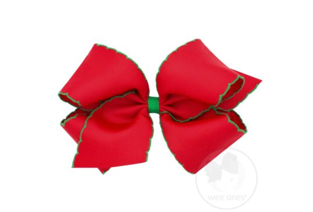 Wee Ones King Moonstitch Bow - Red with Green