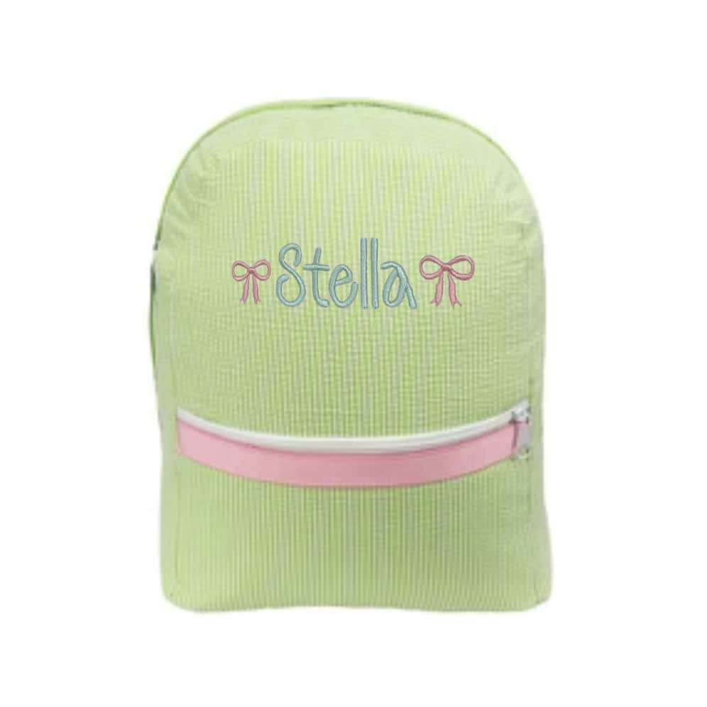 Green/Pink Seersucker Backpack