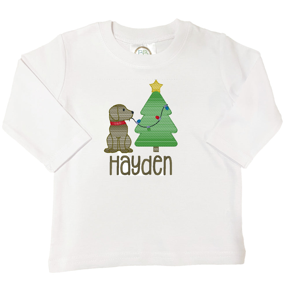 Boys Christmas Tree Embroidered Shirt