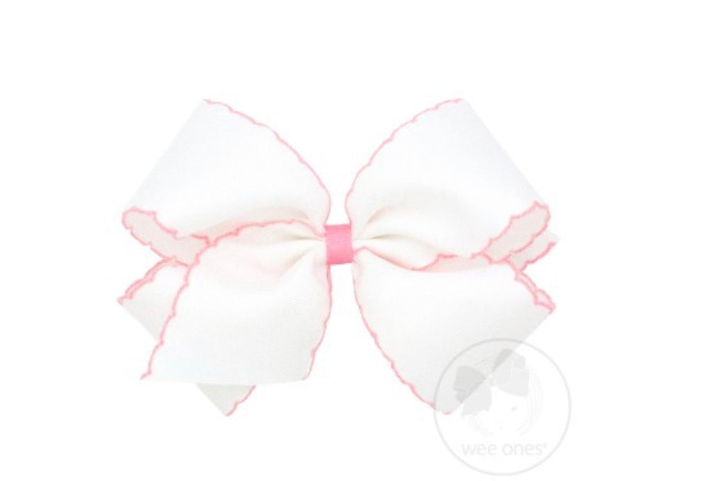 King Moonstitch Bow - White with Light Pink