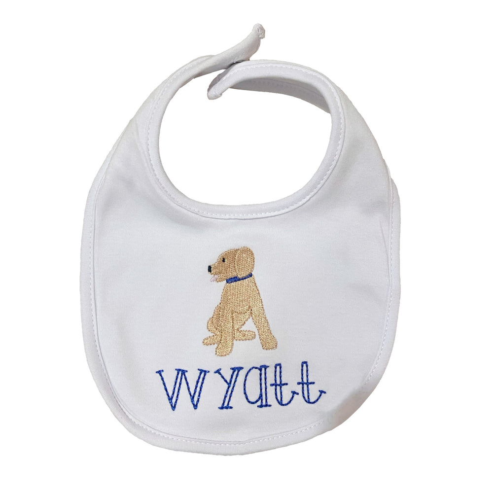 Embroidered Puppy With Name Bib