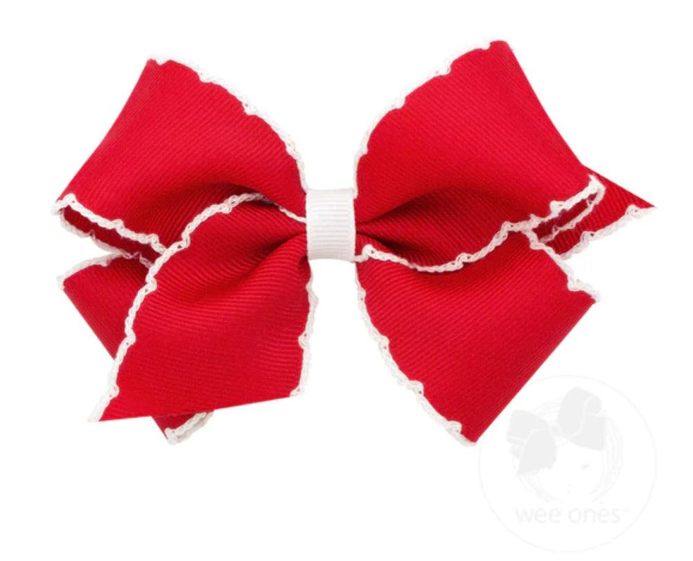 Medium Moonstitch Bow - Red/White