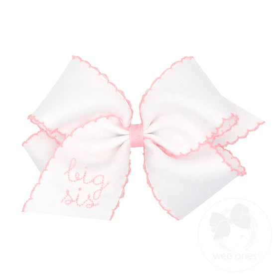 Small King Big Sister Bow with Moonstitch Trim