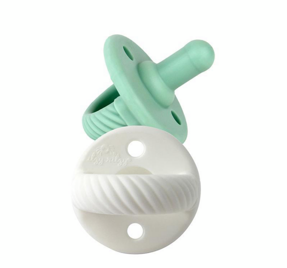 Itzy Ritzy Mint + White Cables Pacifier Set