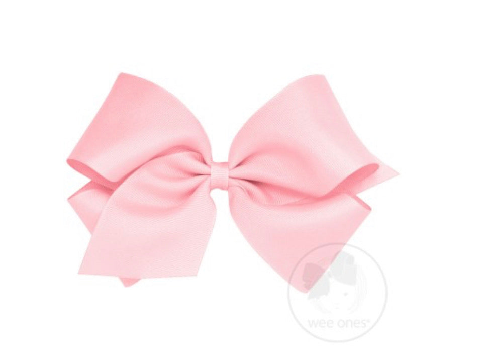 Mini King Grosgain Bow - Light Pink