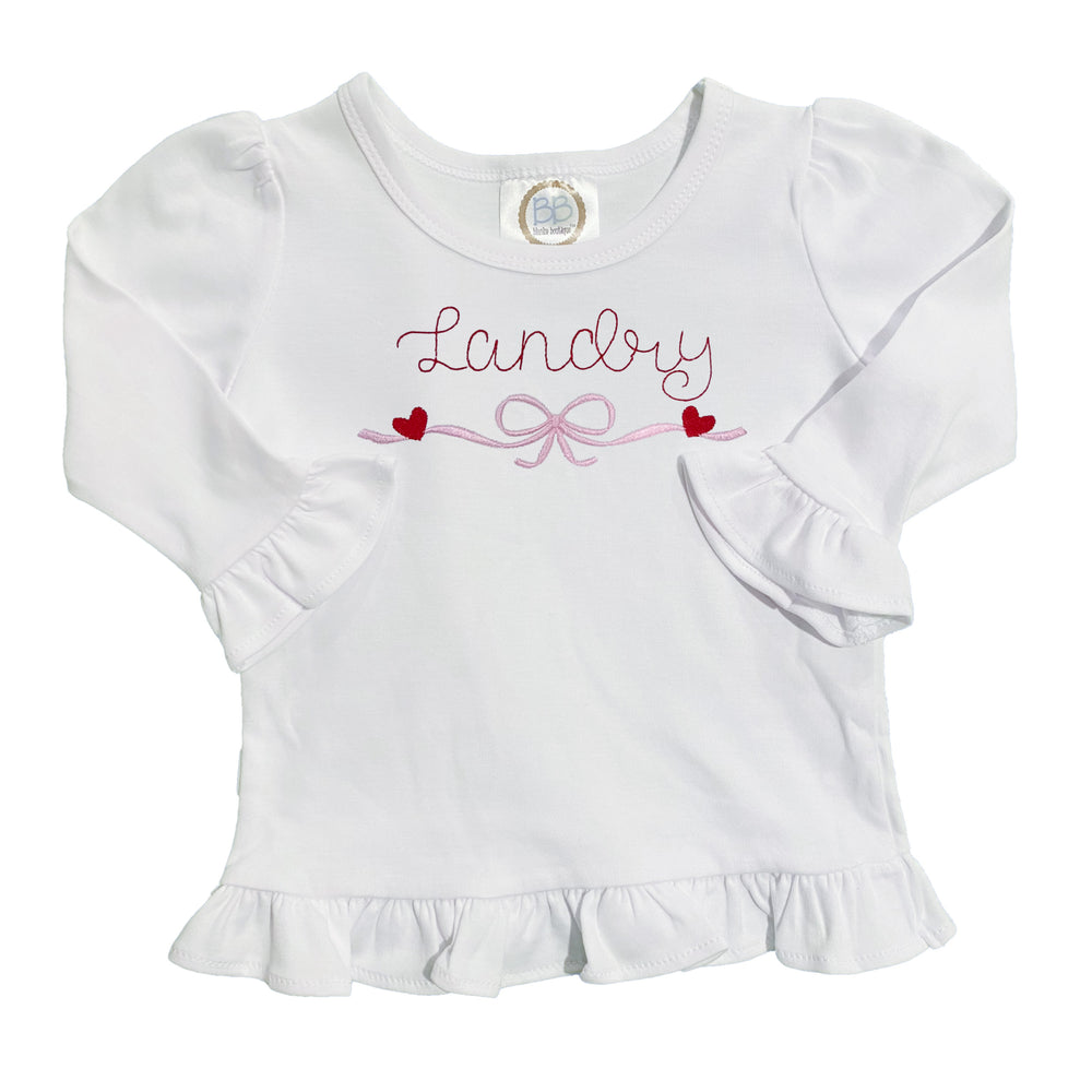 Embroidered Bow with Hearts Shirt