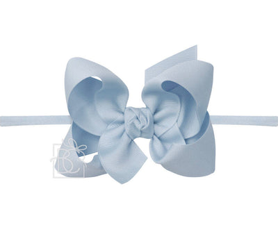Beautiful Bows Boutique Pageant Hair Bow White Silver Wedding Headband 4 inch / Permanently Attached to Headband