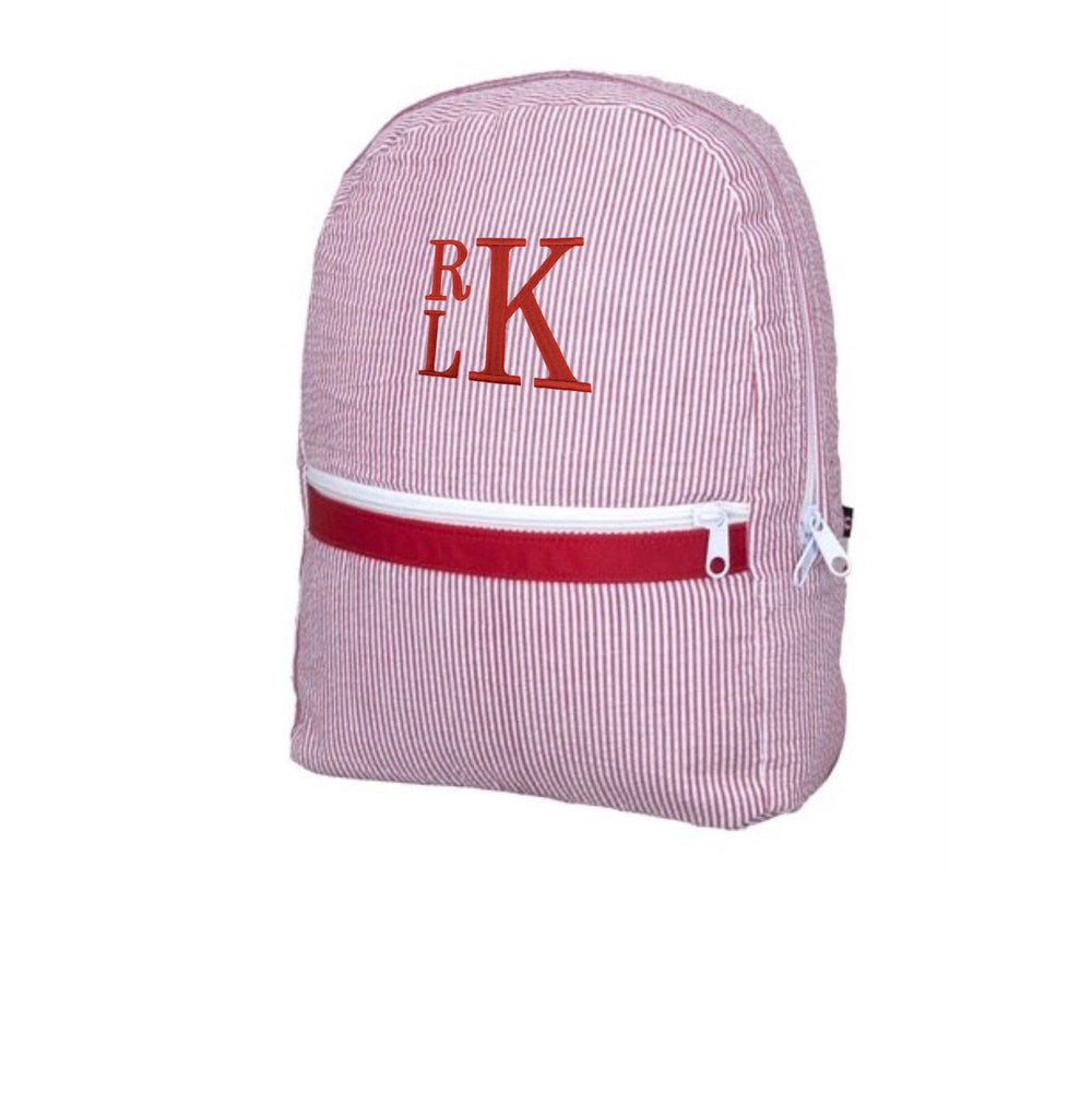 Red Seersucker Backpack