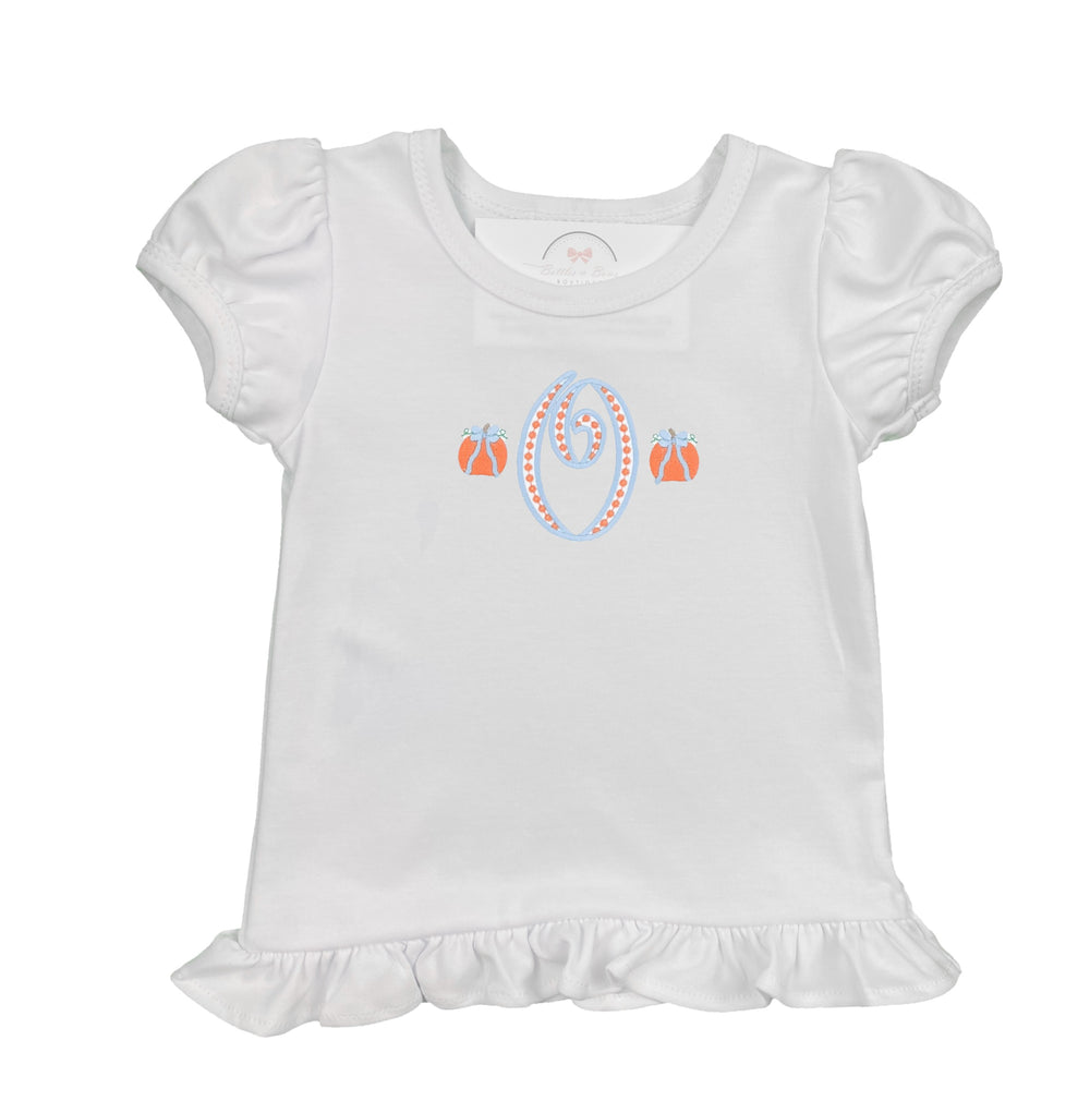 Embroidered Initial & Mini Pumpkins Shirt