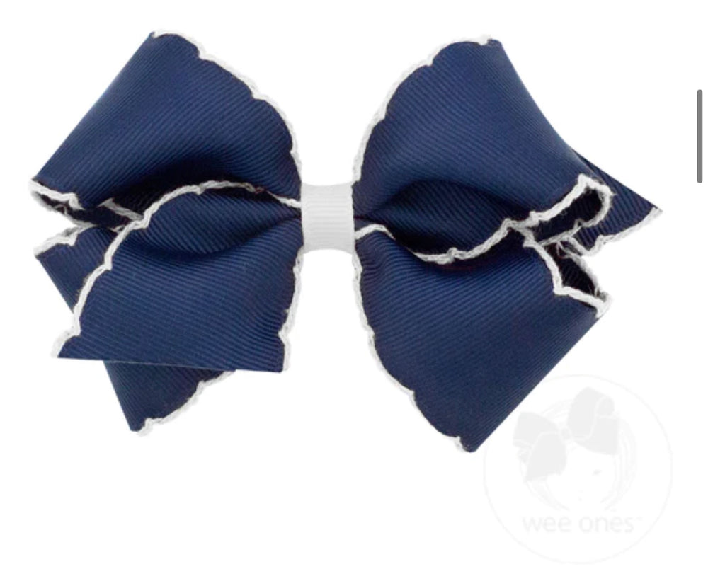 Medium Moonstitch Bow - Navy/White